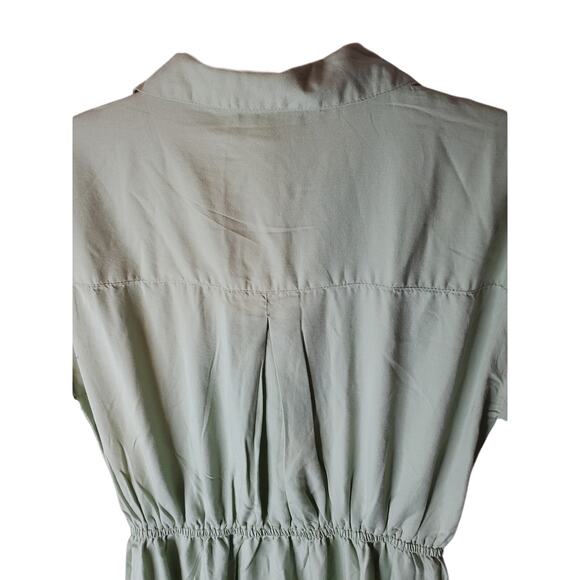 Japna Sage Green Elastic Waist Shirt Dress, Medium - Picture 4 of 5